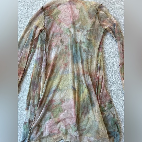 VINTAGE Y2K ORIGAMI PASTEL CARDIGAN LAYERING TOP WATERCOLOR SIZE MEDIUM WOMENS - Picture 5 of 7